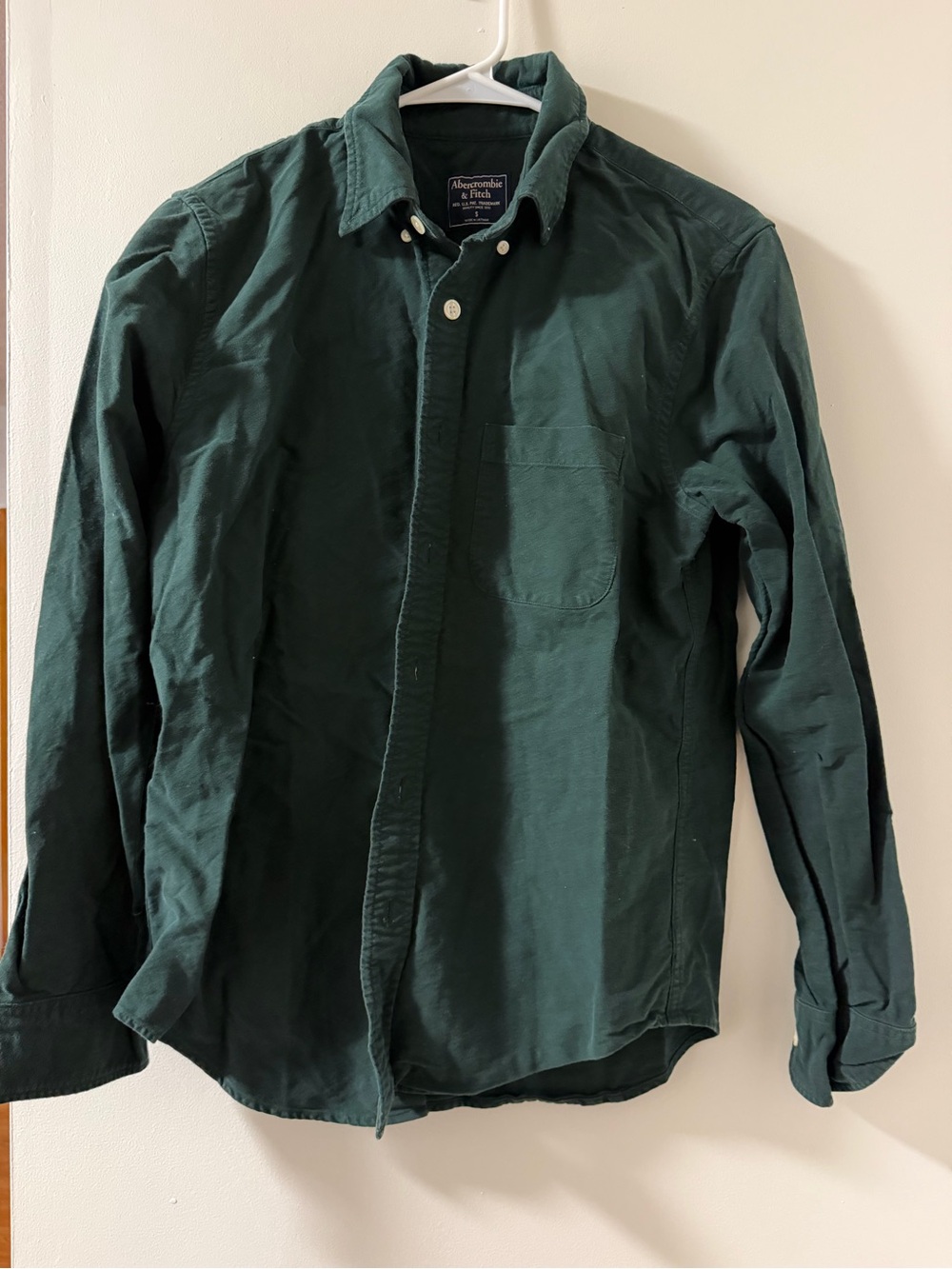 Abercrombie & Fitch Men's Forest Green Button-Up Shirt Jacket